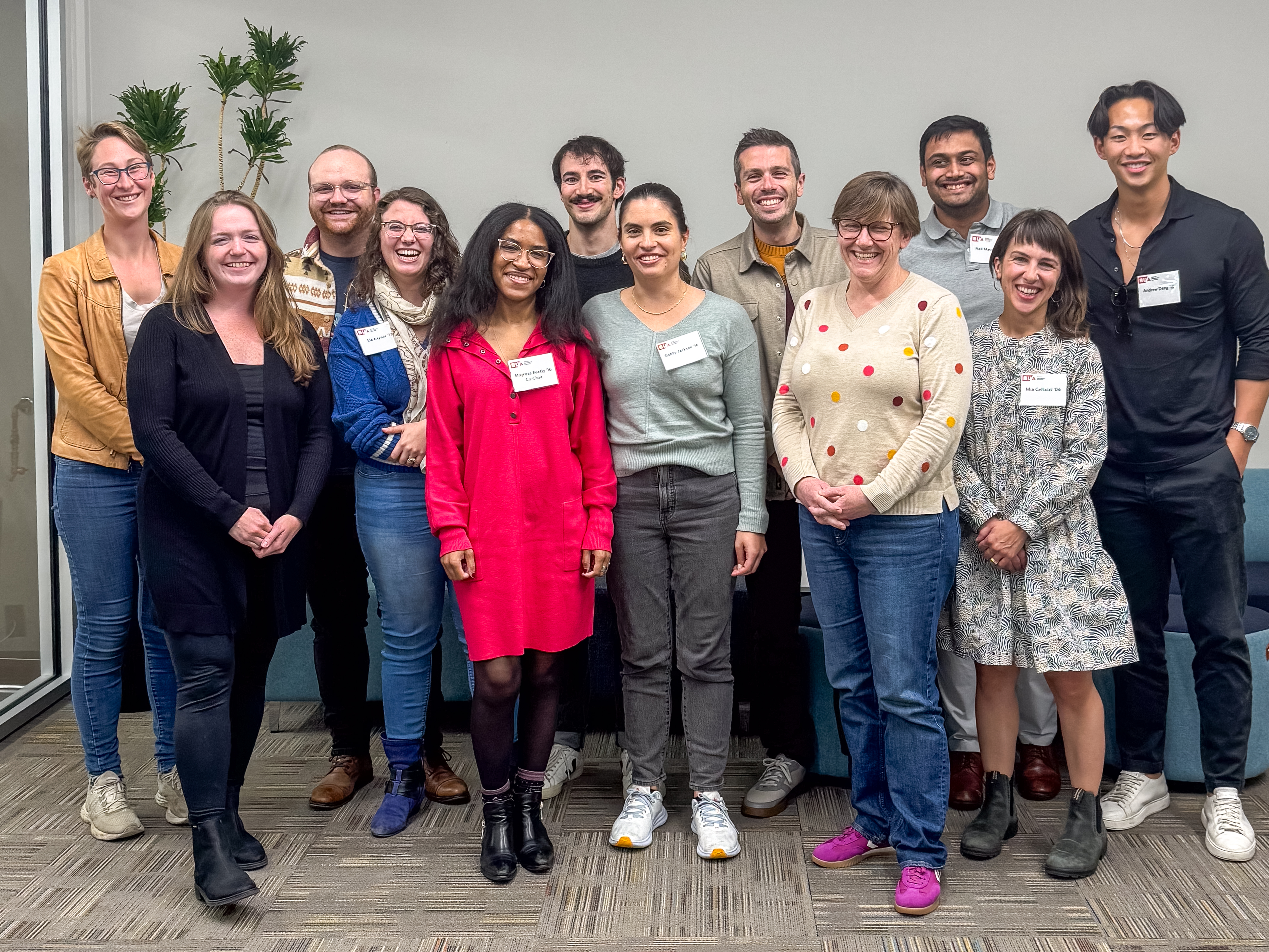 A group photo of BUA's 2025-2026 Alumni Council standing in the new Student Commons after their first meeting of the year